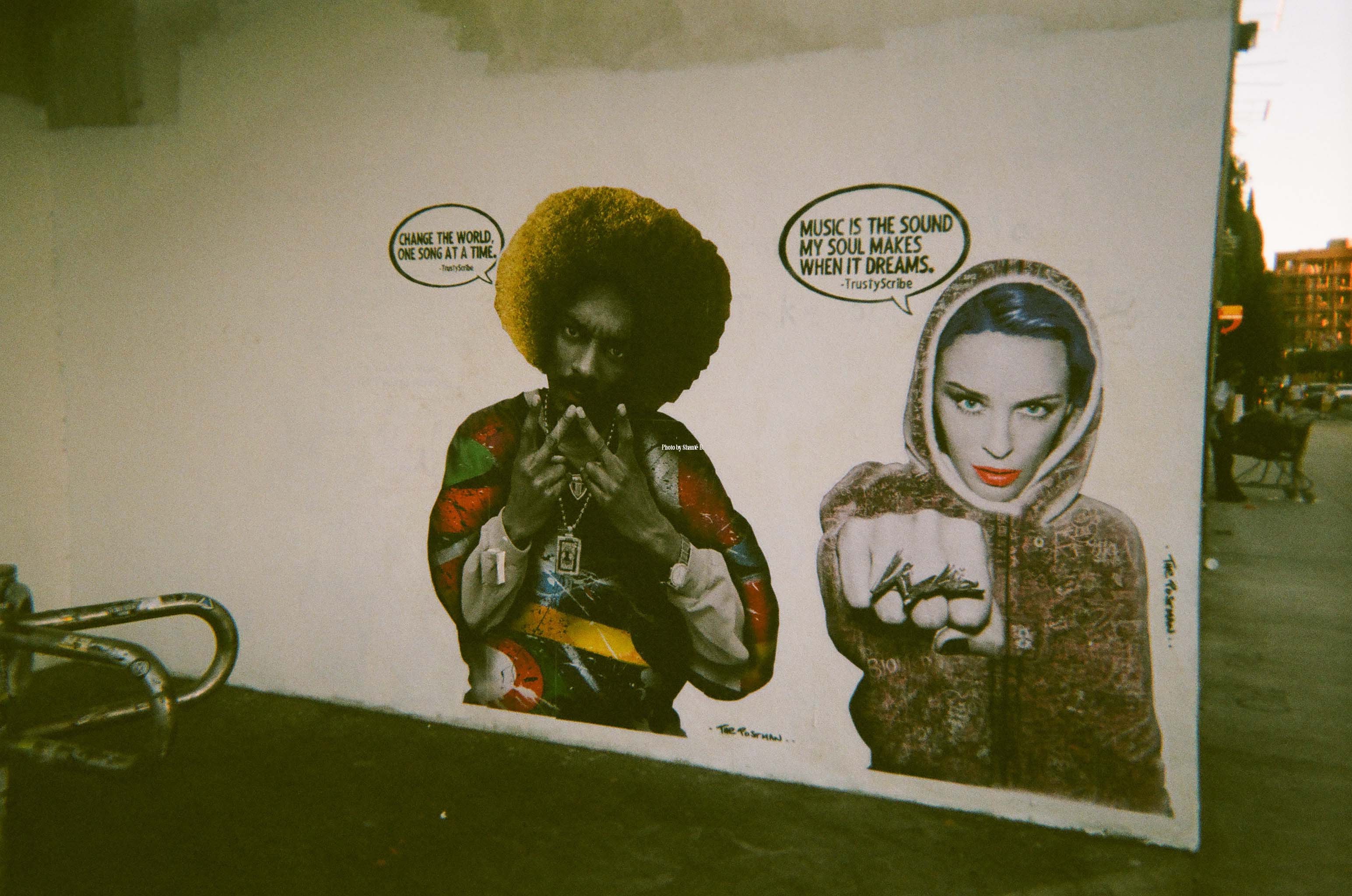 A picture of art on a building in LA.